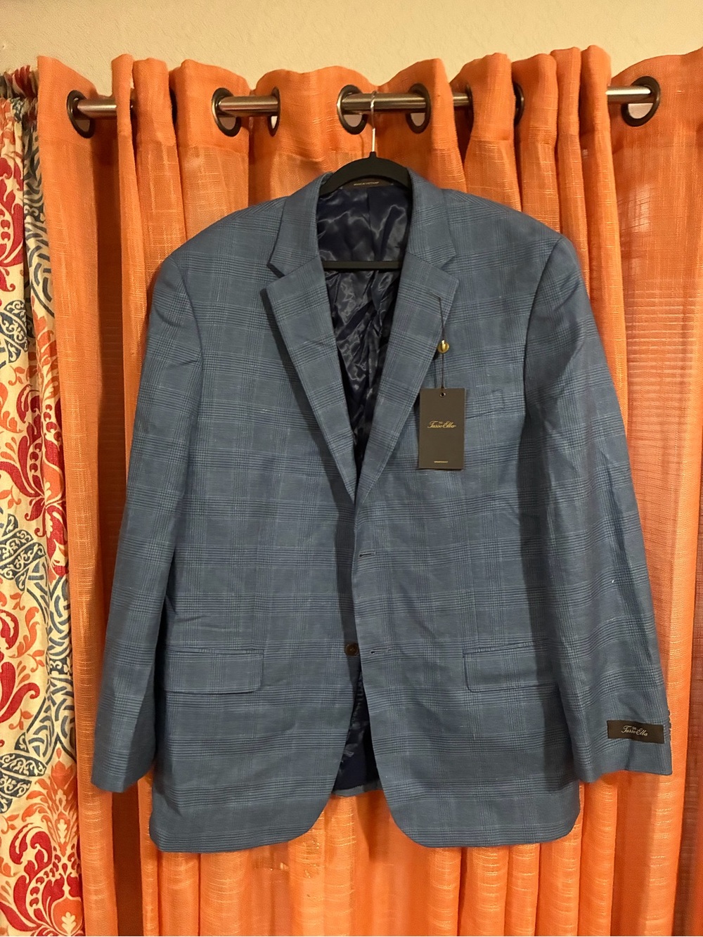 Tasso Elba Blue Glen Plaid Sport Coat